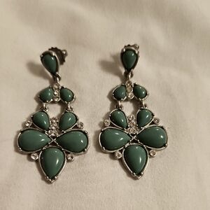 Lia Sophia Teardrop Turquoise Colored Silver Tone Earrings